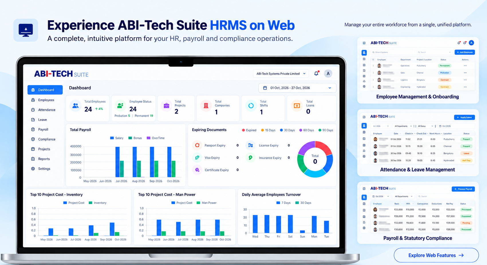 HRMS web dashboard screenshot